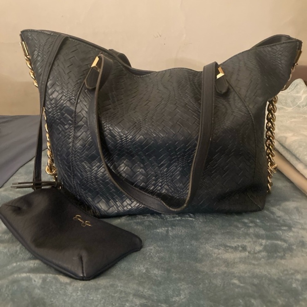 Elegant Black Woven Tote Bag